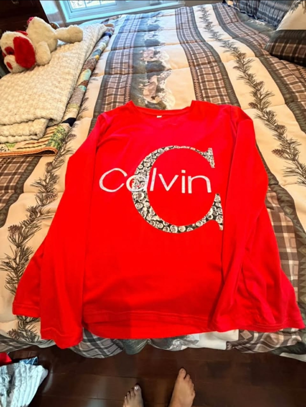 NWOT Red Long Sleeve Top with Large Logo